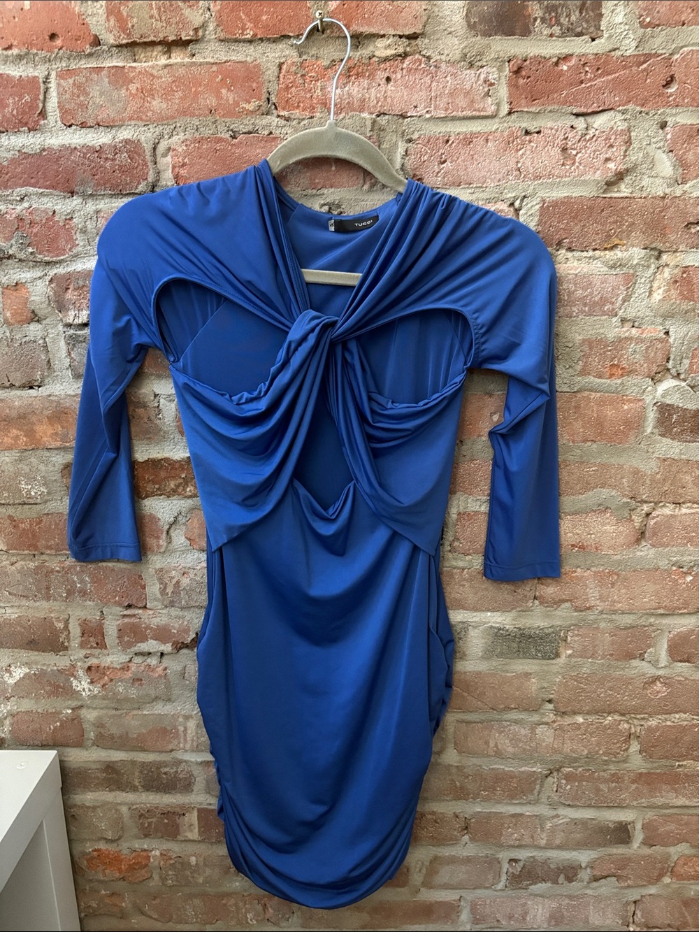 Blue Draped Knot-Front Women's mini Dress